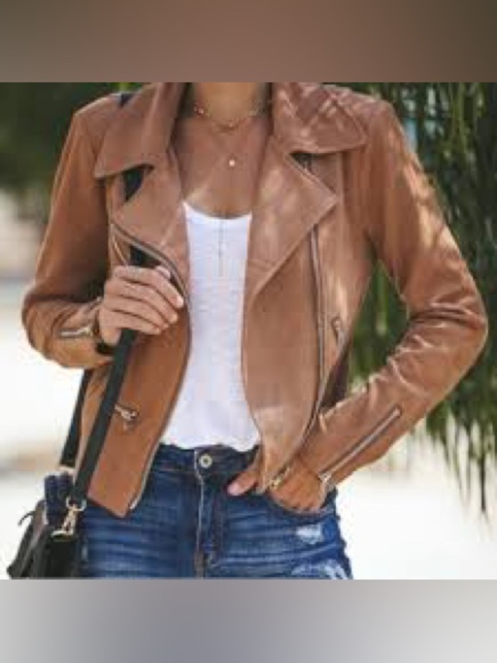 Vici Brown suede Moto Jacket with zipper